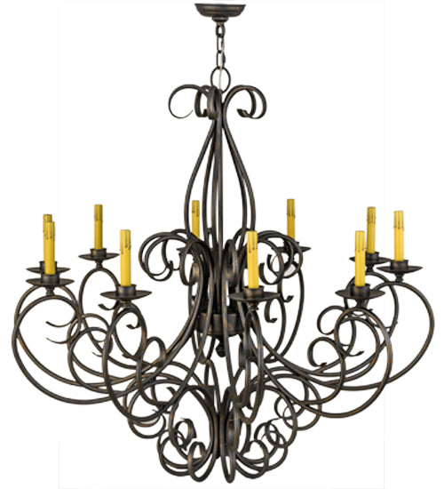Meyda Lighting Phillipe 42" 10-Light French Bronze Chandelier With Black Textrene Shade