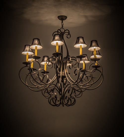 Meyda Lighting Phillipe 42" 10-Light French Bronze Chandelier With Black Textrene Shade