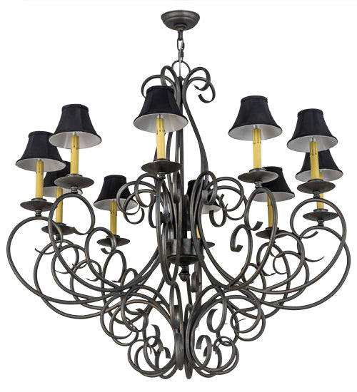 Meyda Lighting Phillipe 42" 10-Light French Bronze Chandelier With Black Textrene Shade