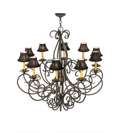 Meyda Lighting Phillipe 42" 10-Light French Bronze Chandelier With Black Textrene Shade