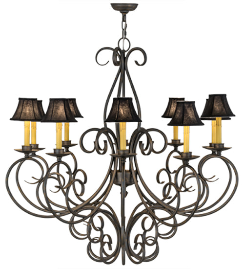 Meyda Lighting Phillipe 42" 10-Light French Bronze Chandelier With Black Textrene Shade