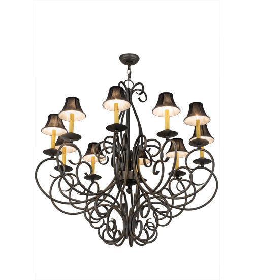 Meyda Lighting Phillipe 42" 10-Light French Bronze Chandelier With Black Textrene Shade