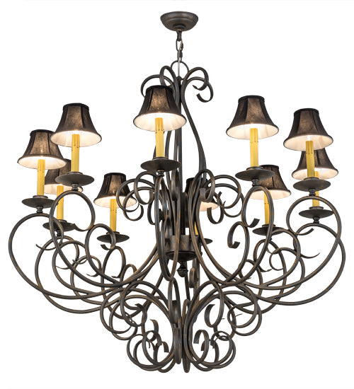 Meyda Lighting Phillipe 42" 10-Light French Bronze Chandelier With Black Textrene Shade