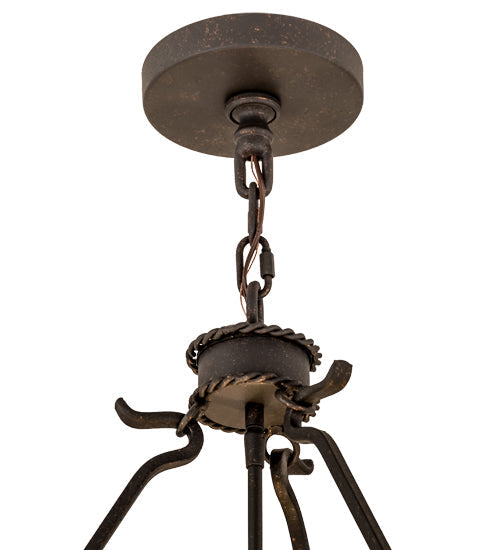 Meyda Lighting Phoebus 32" 4-Light Copper Rust Inverted Pendant Light With Tawnyrock Idalight Shade