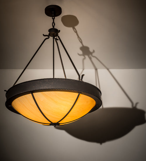 Meyda Lighting Phoebus 32" 4-Light Copper Rust Inverted Pendant Light With Tawnyrock Idalight Shade