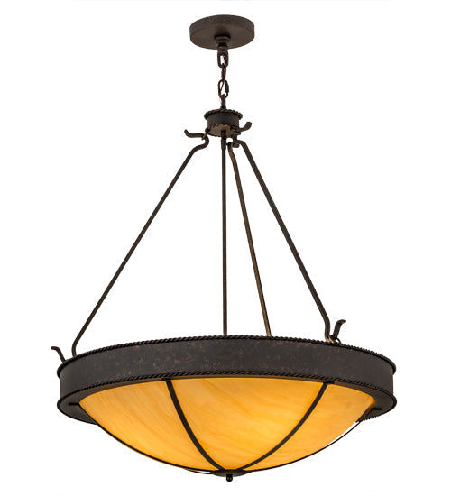 Meyda Lighting Phoebus 32" 4-Light Copper Rust Inverted Pendant Light With Tawnyrock Idalight Shade