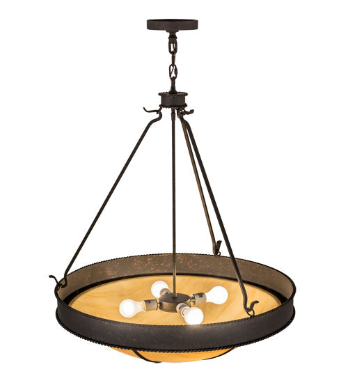 Meyda Lighting Phoebus 32" 4-Light Copper Rust Inverted Pendant Light With Tawnyrock Idalight Shade