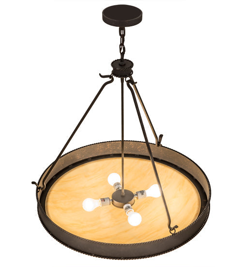 Meyda Lighting Phoebus 32" 4-Light Copper Rust Inverted Pendant Light With Tawnyrock Idalight Shade