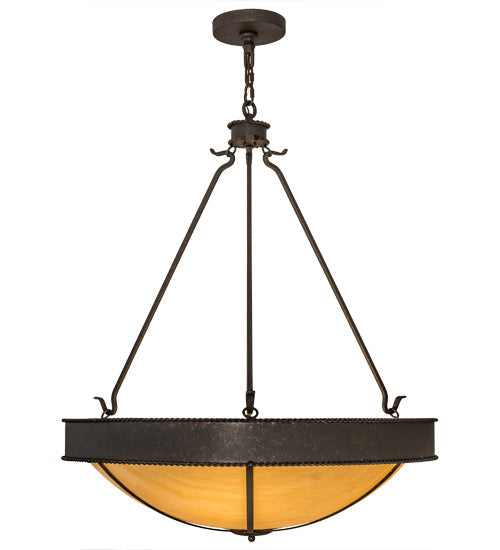 Meyda Lighting Phoebus 32" 4-Light Copper Rust Inverted Pendant Light With Tawnyrock Idalight Shade
