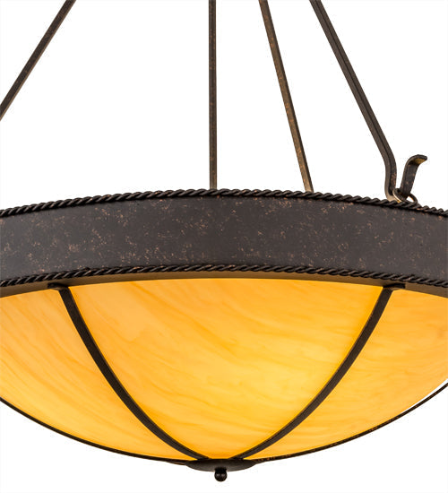 Meyda Lighting Phoebus 32" 4-Light Copper Rust Inverted Pendant Light With Tawnyrock Idalight Shade
