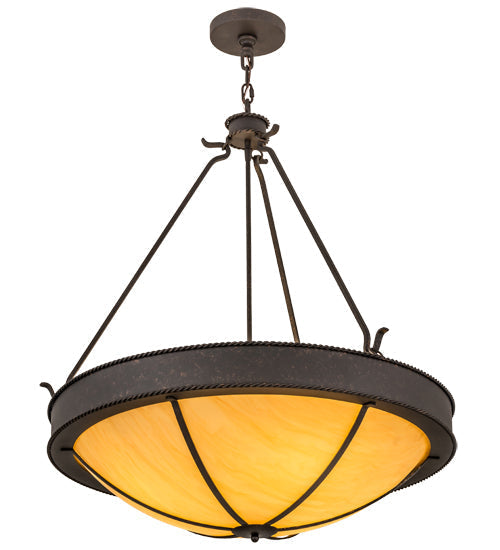 Meyda Lighting Phoebus 32" 4-Light Copper Rust Inverted Pendant Light With Tawnyrock Idalight Shade