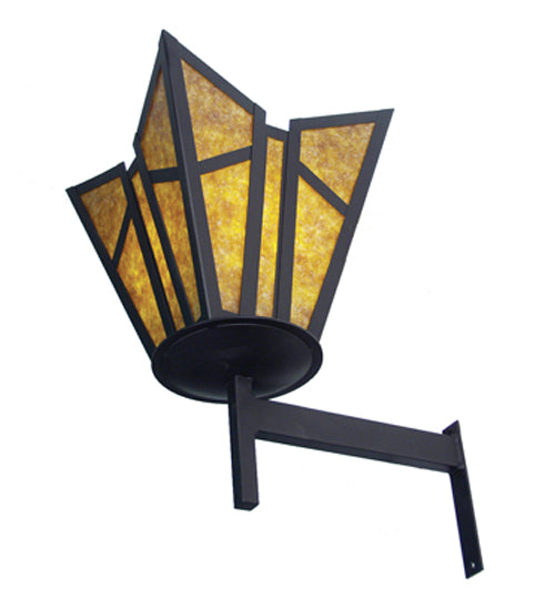 Meyda Lighting Phoenix 15" Blackwash Wall Sconce With Amber Mica Shade Glass