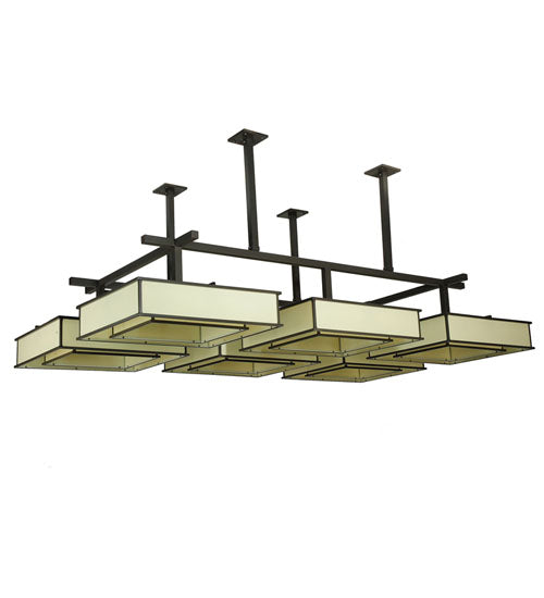 Meyda Lighting Piazza 103" 48-Light Timeless Bronze Semi-flush Mount Light With Beige Oatmeal Linen Shade