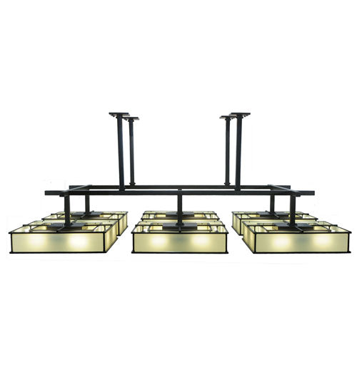 Meyda Lighting Piazza 103" 48-Light Timeless Bronze Semi-flush Mount Light With Beige Oatmeal Linen Shade