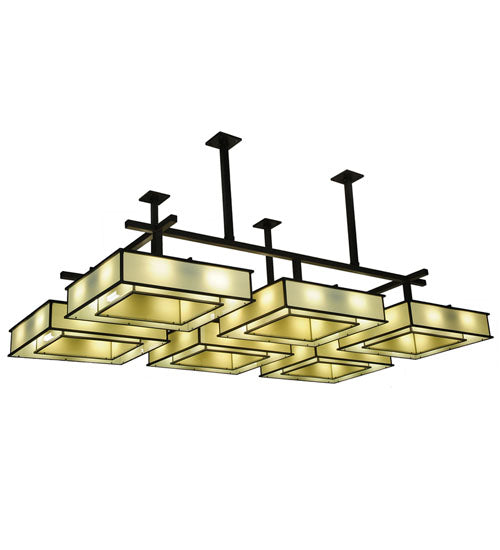 Meyda Lighting Piazza 103" 48-Light Timeless Bronze Semi-flush Mount Light With Beige Oatmeal Linen Shade