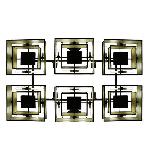 Meyda Lighting Piazza 103" 48-Light Timeless Bronze Semi-flush Mount Light With Beige Oatmeal Linen Shade
