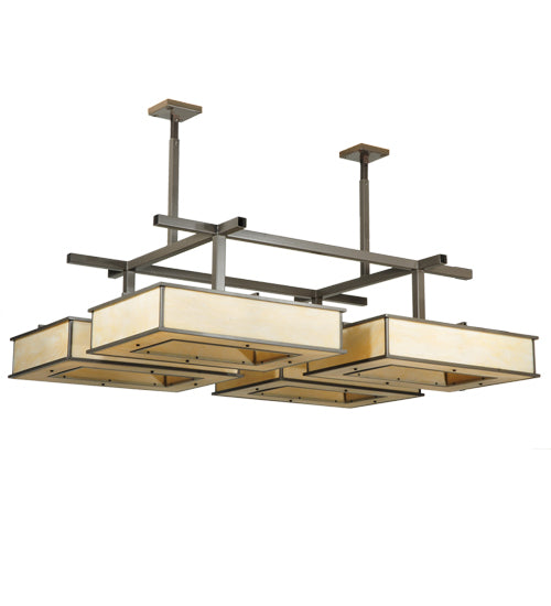 Meyda Lighting Piazza 68" 32-Light Timeless Bronze Semi-flush Mount Light With Beige Shade Glass