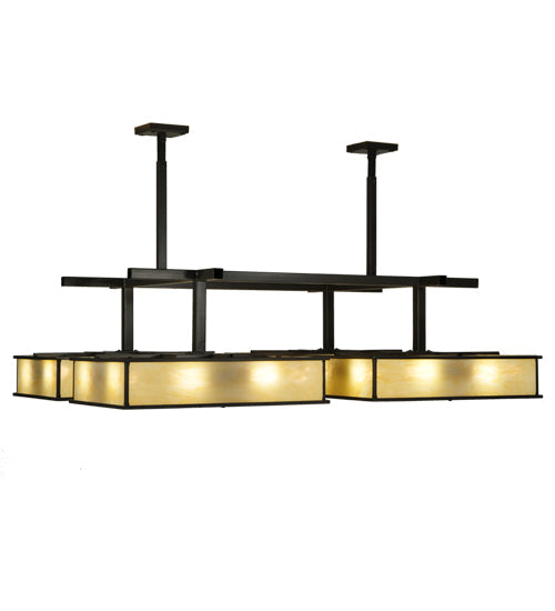 Meyda Lighting Piazza 68" 32-Light Timeless Bronze Semi-flush Mount Light With Beige Shade Glass