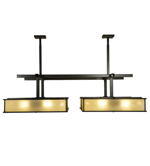 Meyda Lighting Piazza 68" 32-Light Timeless Bronze Semi-flush Mount Light With Beige Shade Glass