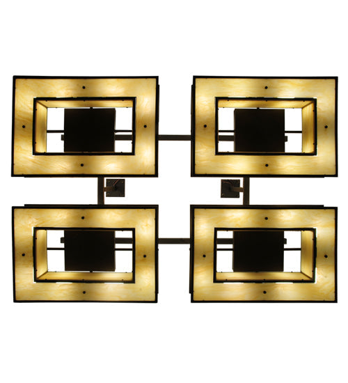 Meyda Lighting Piazza 68" 32-Light Timeless Bronze Semi-flush Mount Light With Beige Shade Glass
