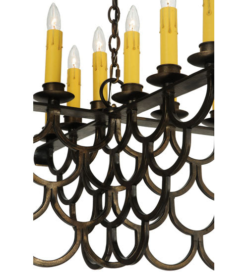 Meyda Lighting Picadilly 71" 23-Light Antique Copper Oblong Chandelier With Faux Candlelight