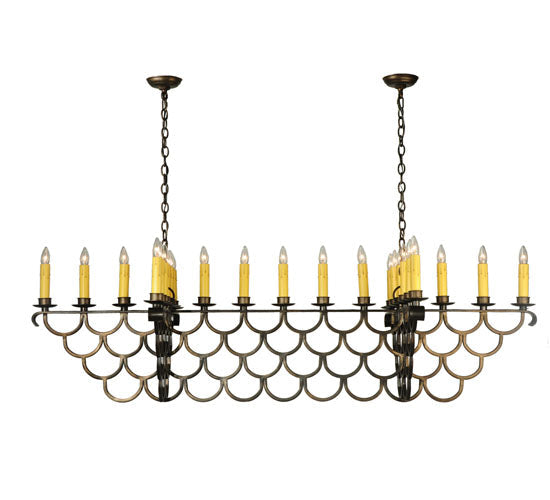 Meyda Lighting Picadilly 71" 23-Light Antique Copper Oblong Chandelier With Faux Candlelight