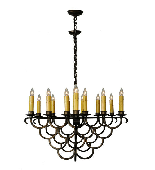 Meyda Lighting Picadilly 71" 23-Light Antique Copper Oblong Chandelier With Faux Candlelight