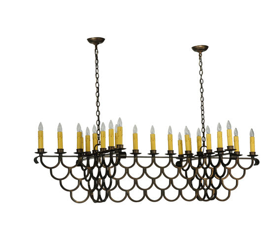 Meyda Lighting Picadilly 71" 23-Light Antique Copper Oblong Chandelier With Faux Candlelight