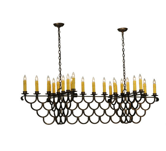Meyda Lighting Picadilly 71" 23-Light Antique Copper Oblong Chandelier With Faux Candlelight