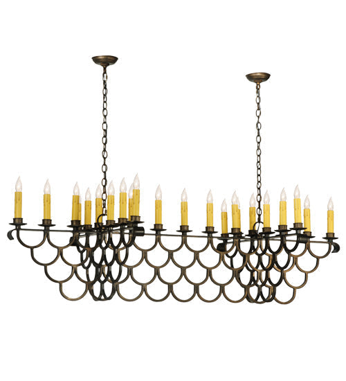 Meyda Lighting Picadilly 71" 23-Light Antique Copper Oblong Chandelier With Faux Candlelight