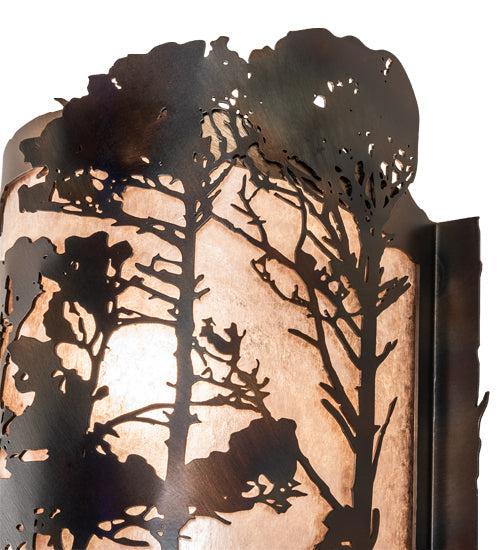 Meyda Lighting Pickard 8" 2-Light Dark Burnished Antique Copper Wall Sconce With Silver Mica Shade Glass