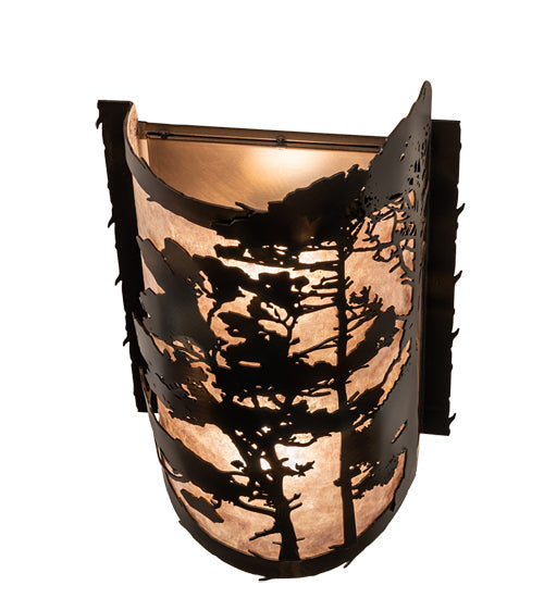 Meyda Lighting Pickard 8" 2-Light Dark Burnished Antique Copper Wall Sconce With Silver Mica Shade Glass