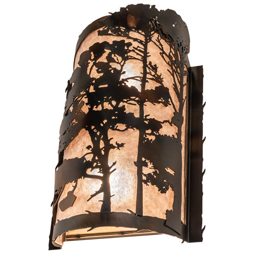 Meyda Lighting Pickard 8" 2-Light Dark Burnished Antique Copper Wall Sconce With Silver Mica Shade Glass