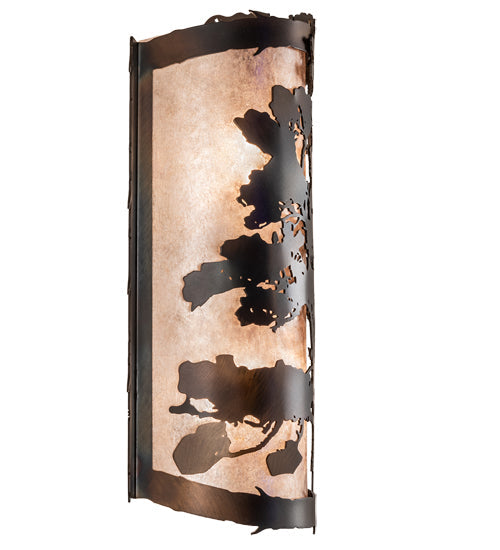 Meyda Lighting Pickard 8" 2-Light Dark Burnished Antique Copper Wall Sconce With Silver Mica Shade Glass