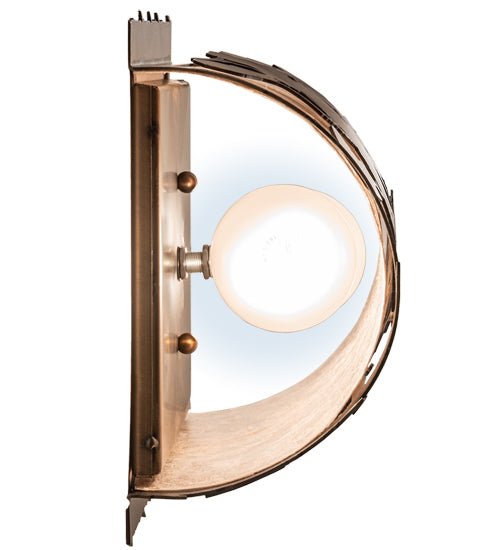 Meyda Lighting Pickard 8" 2-Light Dark Burnished Antique Copper Wall Sconce With Silver Mica Shade Glass