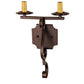 Meyda Lighting Piero 10" 2-Light Mahogany Bronze Wall Sconce With Amber Shade Glass