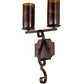 Meyda Lighting Piero 10" 2-Light Mahogany Bronze Wall Sconce With Amber Shade Glass