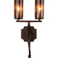 Meyda Lighting Piero 10" 2-Light Mahogany Bronze Wall Sconce With Amber Shade Glass