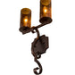 Meyda Lighting Piero 10" 2-Light Mahogany Bronze Wall Sconce With Amber Shade Glass