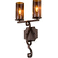 Meyda Lighting Piero 10" 2-Light Mahogany Bronze Wall Sconce With Amber Shade Glass
