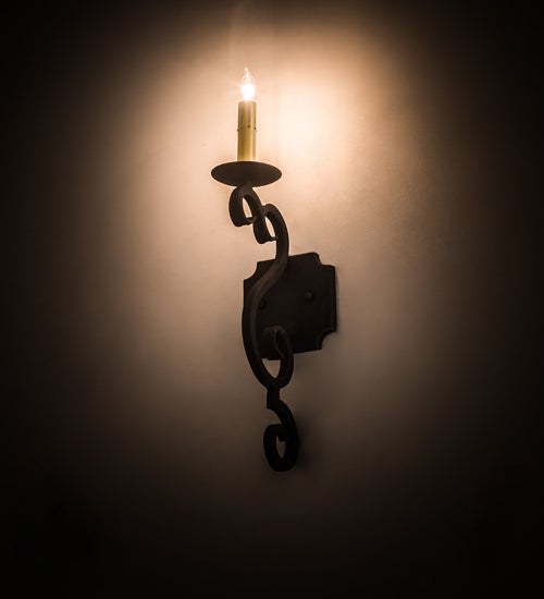 Meyda Lighting Piero 5" Antiqutiy Highlights Wall Sconce With Amber Faux Candlelight