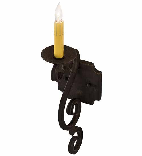Meyda Lighting Piero 5" Antiqutiy Highlights Wall Sconce With Amber Faux Candlelight