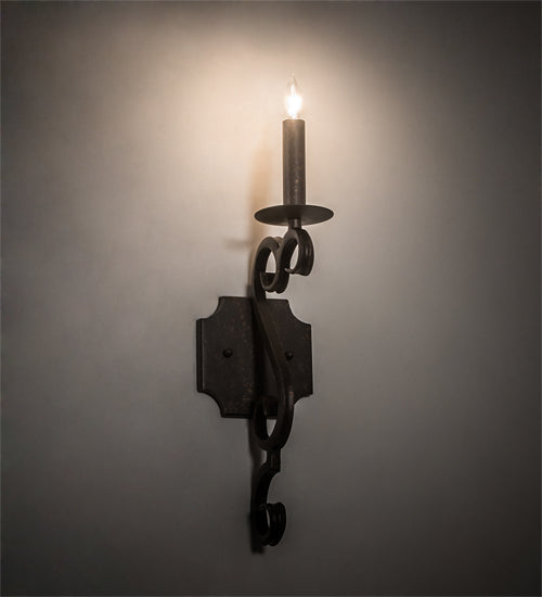 Meyda Lighting Piero 5" Gilded Tobacco Wall Sconce With Faux Candelabra Lamp