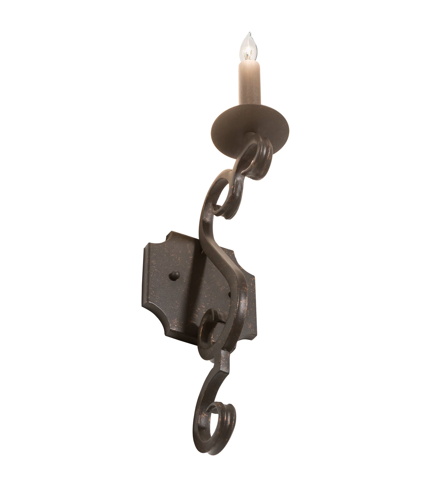 Meyda Lighting Piero 5" Gilded Tobacco Wall Sconce With Faux Candelabra Lamp