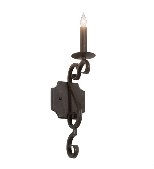 Meyda Lighting Piero 5" Gilded Tobacco Wall Sconce With Faux Candelabra Lamp