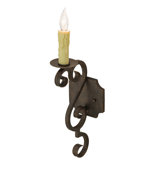Meyda Lighting Piero 5" Gilded Tobacco Wall Sconce With Ivory Faux Candlelight