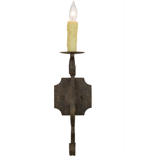 Meyda Lighting Piero 5" Gilded Tobacco Wall Sconce With Ivory Faux Candlelight