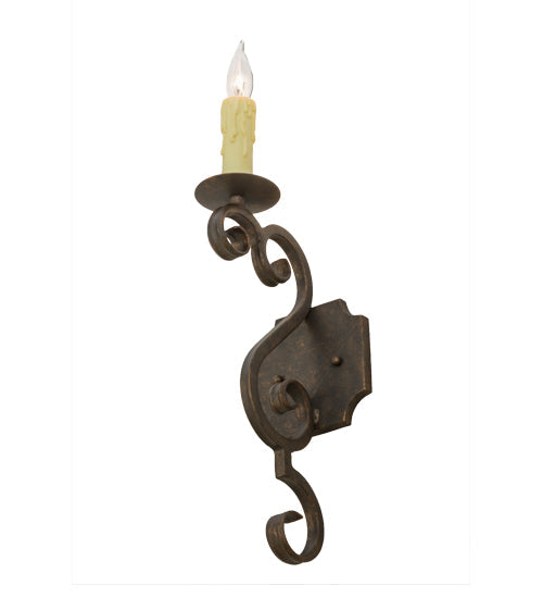Meyda Lighting Piero 5" Gilded Tobacco Wall Sconce With Ivory Faux Candlelight