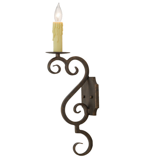 Meyda Lighting Piero 5" Gilded Tobacco Wall Sconce With Ivory Faux Candlelight