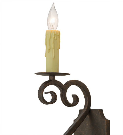 Meyda Lighting Piero 5" Gilded Tobacco Wall Sconce With Ivory Faux Candlelight